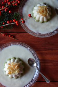 Flan bicolore in salsa di sedano rapa