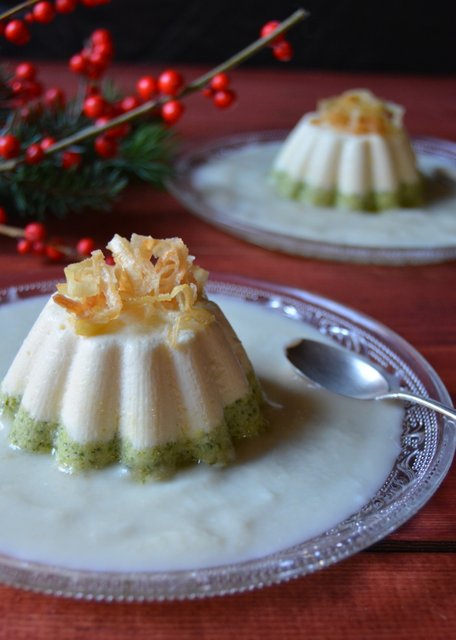 Flan bicolore in salsa di sedano rapa